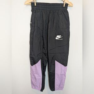 Nike Girls Size XL Woven Jogger Pants Black Purple Colorblock Casual Wear